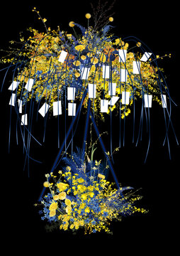 黄蓝撞色花艺布置效果图