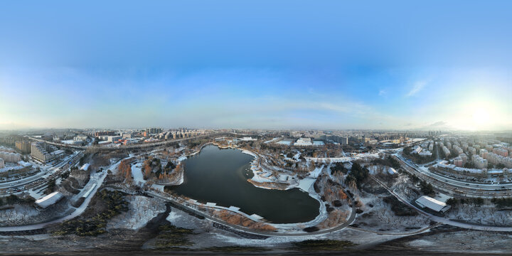 城阳世纪公园冬季雪景全景VR