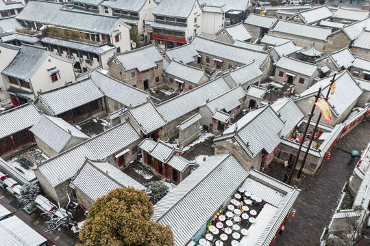 航拍徐州户部山崔焘故居雪景