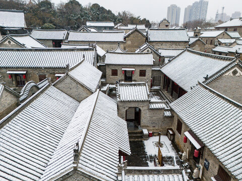 航拍徐州户部山崔焘故居雪景