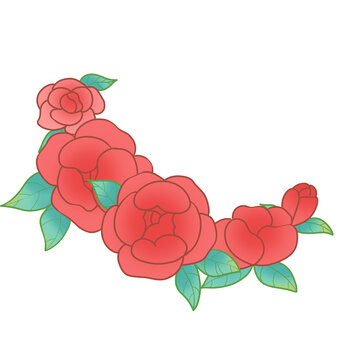 玫瑰插画情人节半花环