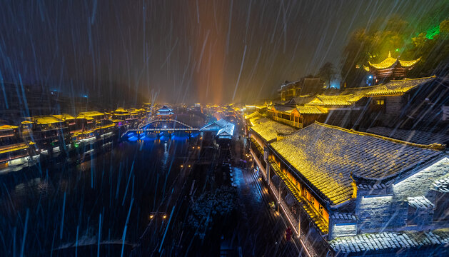 雪景夜色