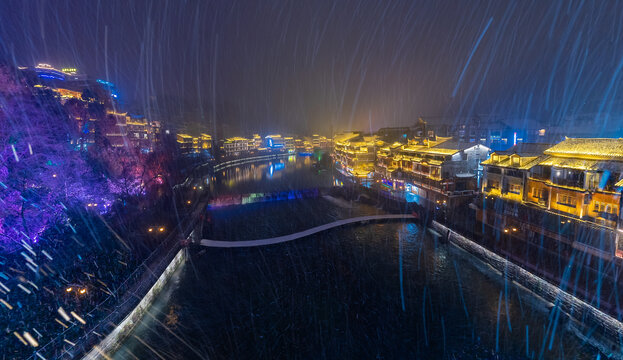 雪景夜色