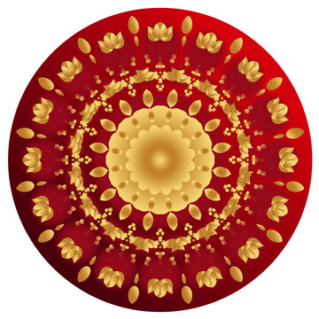 圆形中式纹样红金