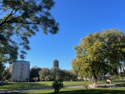 冬季里宁静的北京大学校园