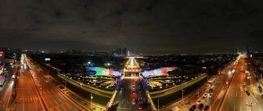 陈村花卉世界夜色全景