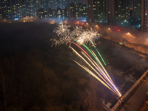 济南唐冶春节烟花