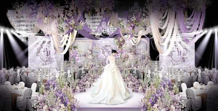 莫奈花园婚礼效果图粉紫花园