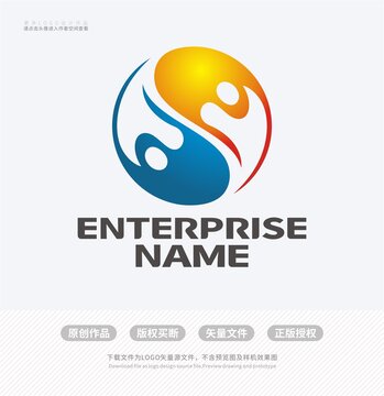 y字母人形太极LOGO标志设计