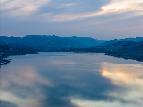 济南锦绣川水库晚霞