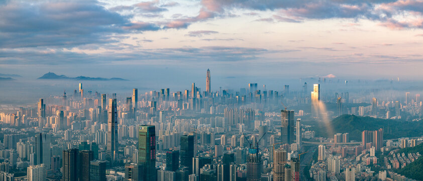 深圳城市高楼全景图天空背景风景