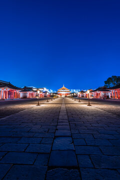 中国辽宁沈阳故宫大政殿夜景