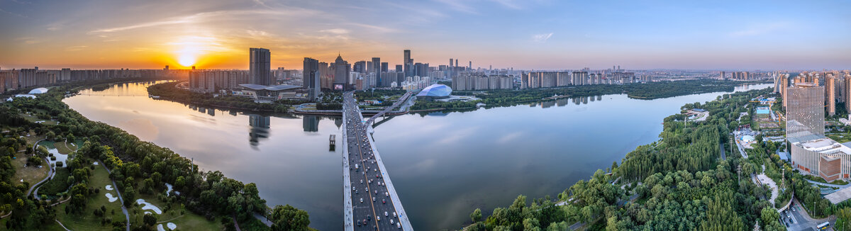 航拍中国辽宁沈阳浑河两岸风景