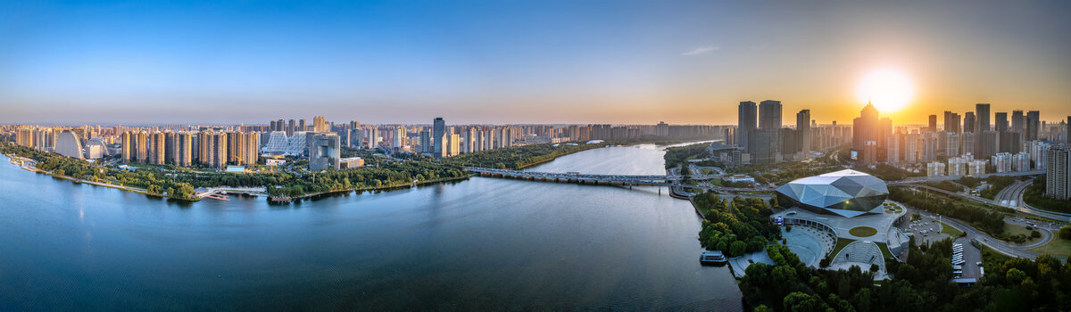 航拍中国辽宁沈阳浑河两岸风景