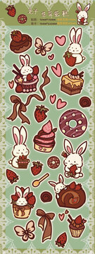 兔子草莓蛋糕咕卡贴纸