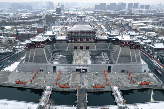 河南洛阳城市风光雪景