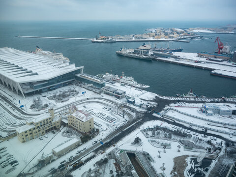 青岛城市风光雪景