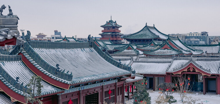 河南开封府雪景