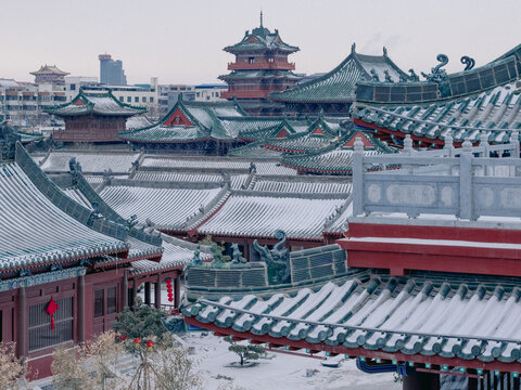 河南开封府雪景