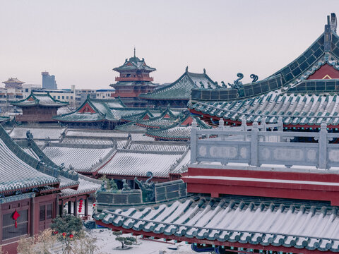 河南开封府雪景