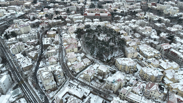 青岛观海山冬季雪景