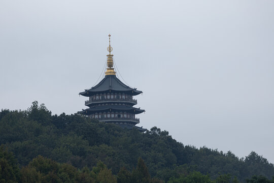 杭州西湖雷峰塔景观