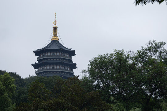 杭州西湖雷峰塔景观