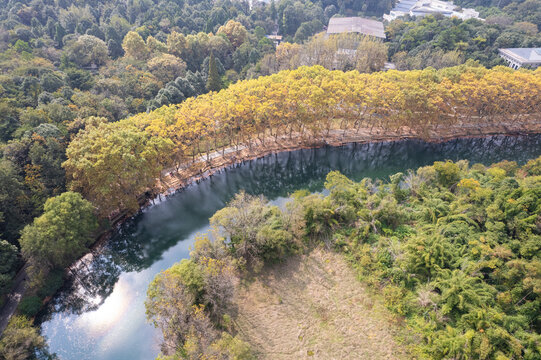 贵阳花溪十里河滩秋景航拍