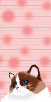 猫咪手机壳手机壁纸插画素材