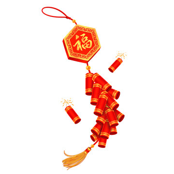 红色喜庆春节鞭炮素材