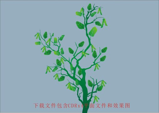 矢量植物叶子盆栽果蔬果树