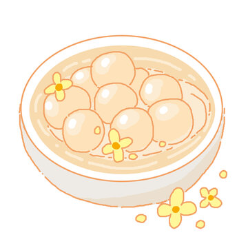 中式传统美食元宵手绘插画