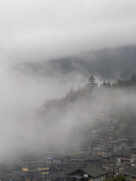 龙脊梯田山寨云海