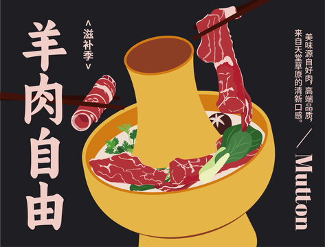 老北京涮羊肉铜火锅现切羊肉卷