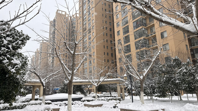 小区雪景