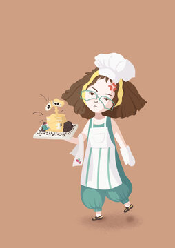 烤蛋糕小女孩