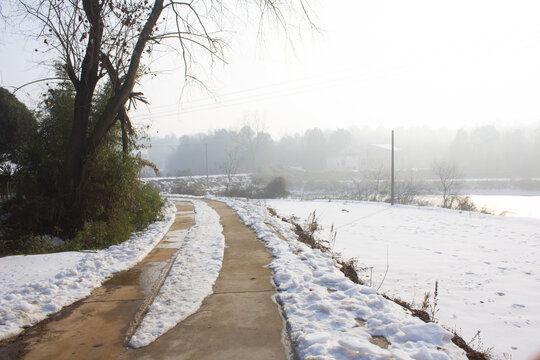 乡村雪天公路