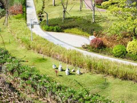 高端住宅小区园林景观航拍