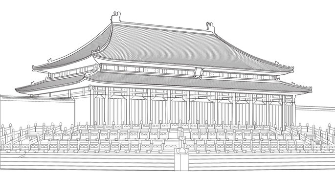 太和殿侧面线稿