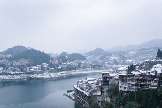 芙蓉镇的雪景