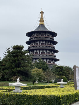 宝塔寺院日式唐朝风格建筑