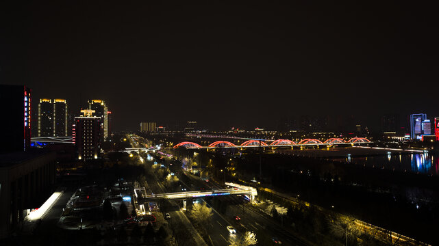 猗汾桥夜景