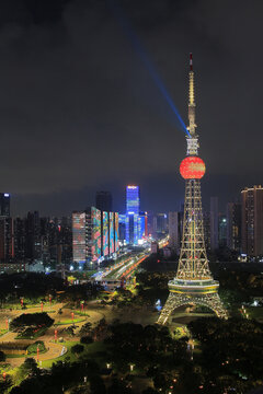 佛山电视塔城市建筑风光夜景