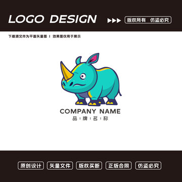 卡通犀牛logo标志