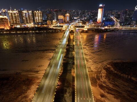 哈尔滨松花江夜景