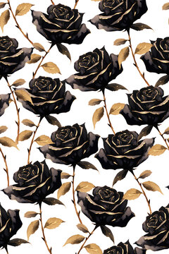 黑色玫瑰花印花图案