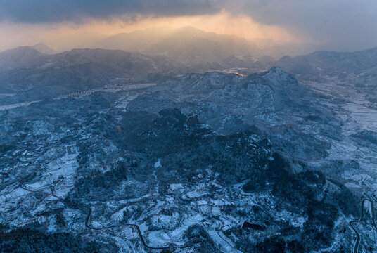 浙江丽水莲都东西岩景区雪后景色