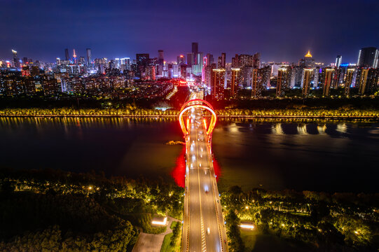 中国辽宁沈阳浑河三好桥夜景