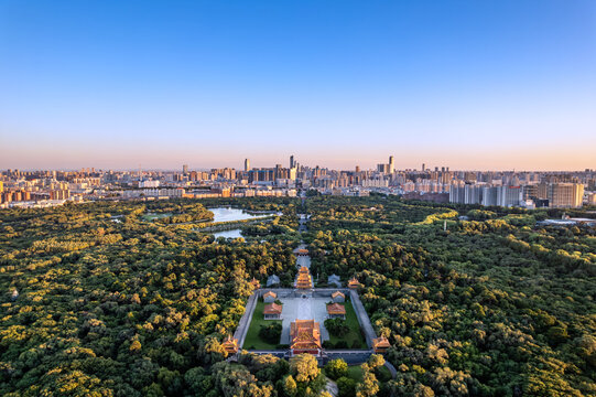 航拍中国辽宁沈阳清昭陵陵寝风光