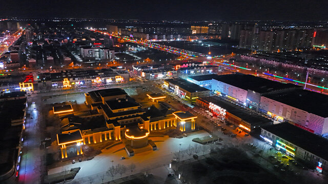 航拍无棣县城夜景